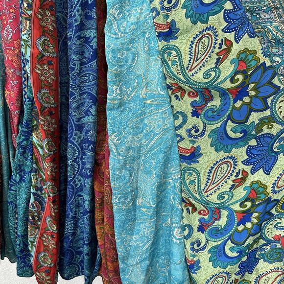 Unique Clothing Skirt Women Small Bohemian Patchwork Silk Crepe Maxi Nepal Boho - Picture 6 of 9